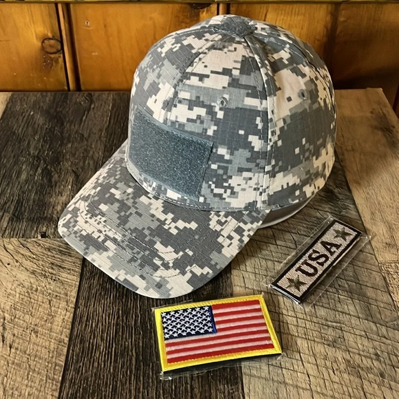 RIP STOP DIGITAL GREEN CAMO TACTICAL HAT WITH HOOK AND LOOP PATCHES - Picture 5 of 8
